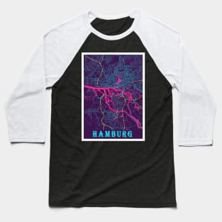 Hamburg Neon City Map Baseball T-Shirt